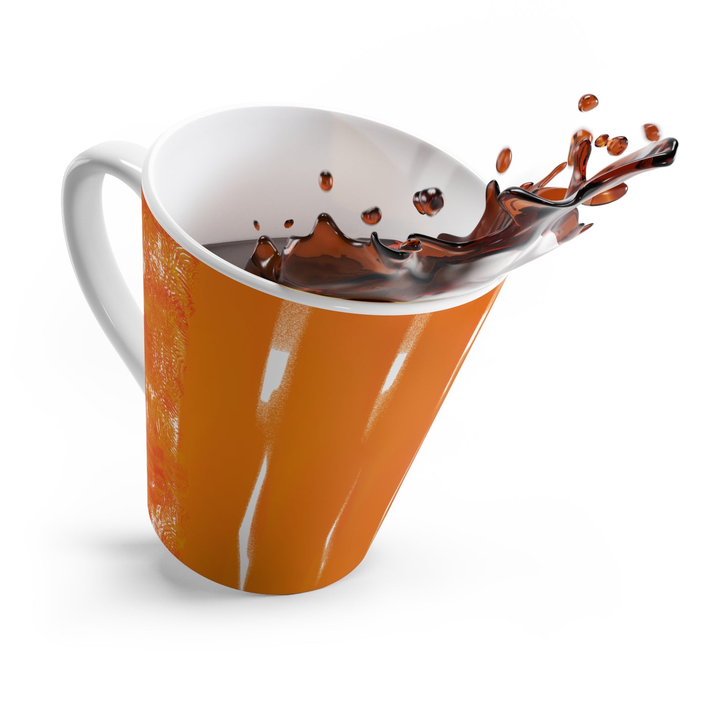 Mug, Springtime Orange Design, Latte Cup, 12 Ounce