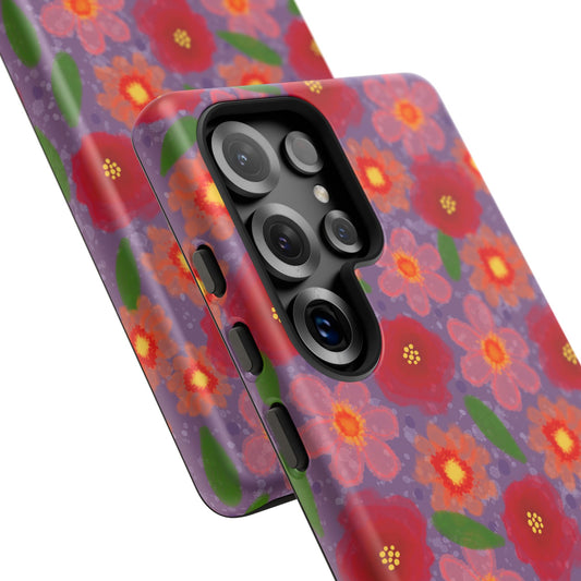 Phone Case, Vibrant Pinkish Floral Design, Tough Phone Case