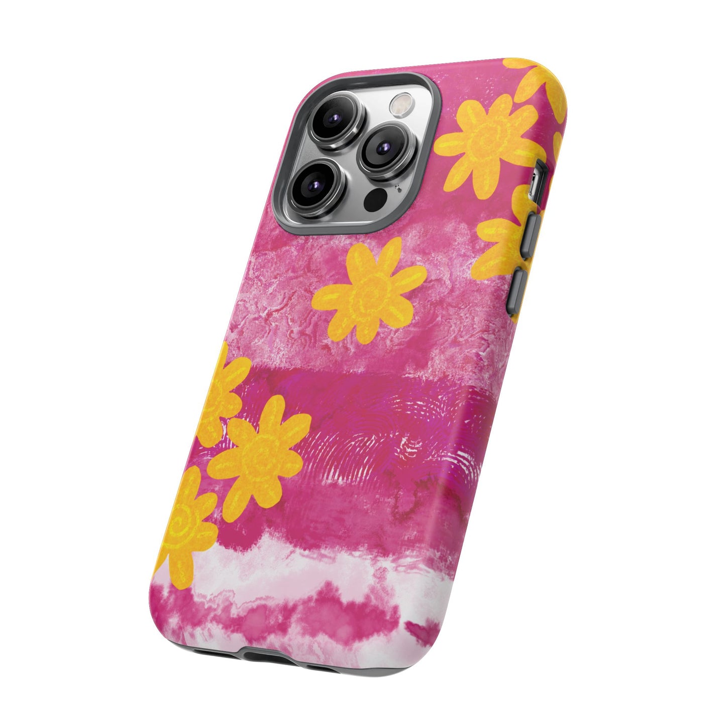 Yellow Flowers on Raspberry Phone Case| Tough Case