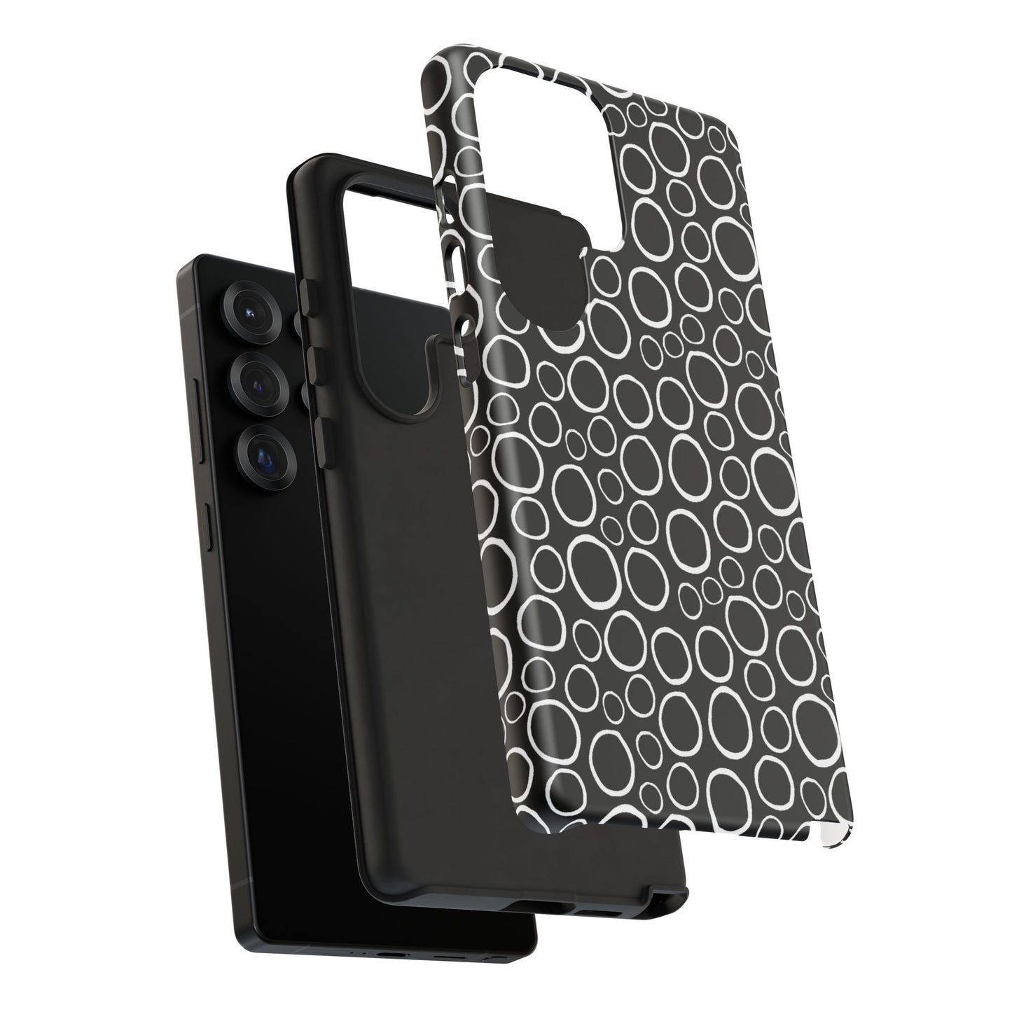 Phone Case, B & W Bubbly Circles Design, Tough Phone Case