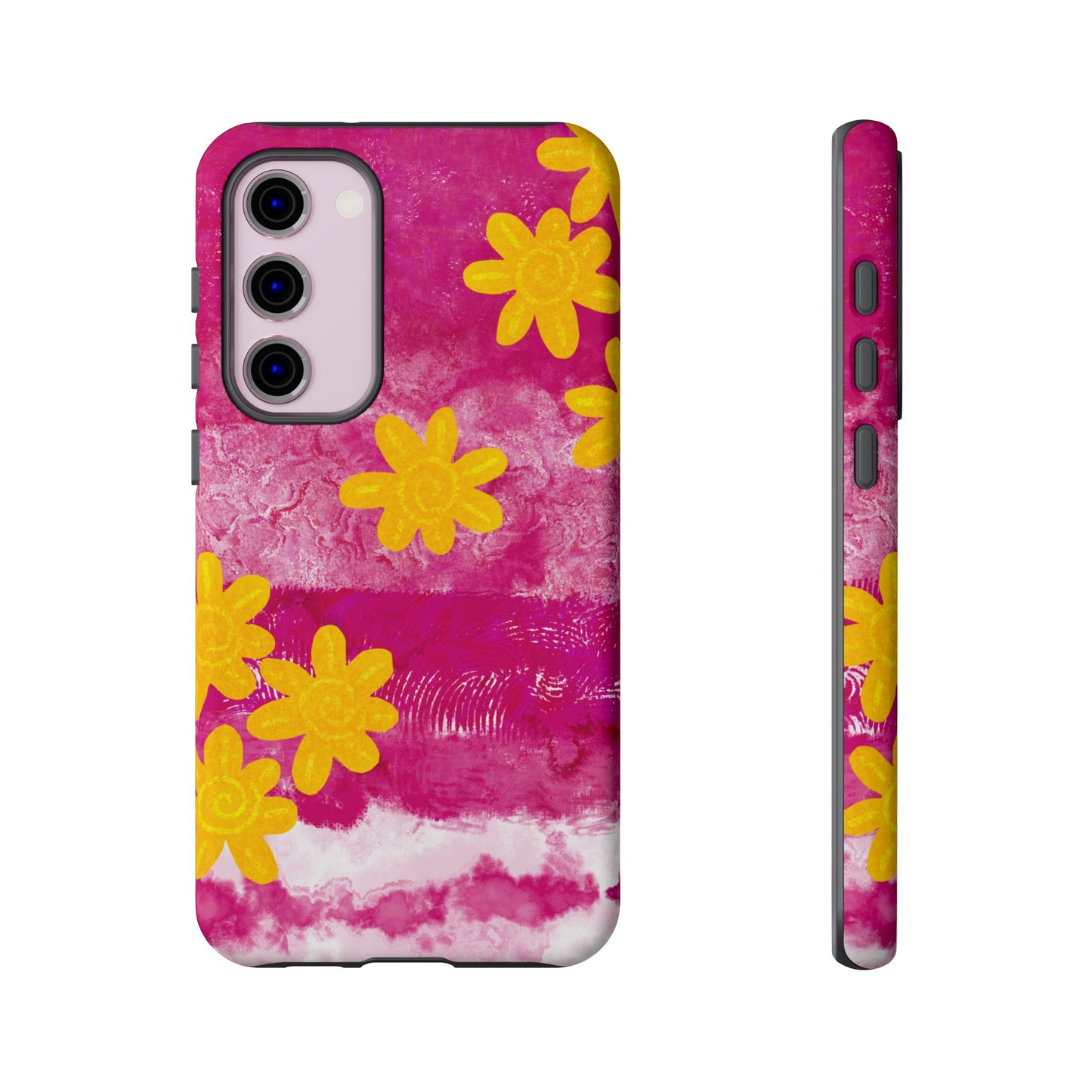 Yellow Flowers on Raspberry Phone Case| Tough Case