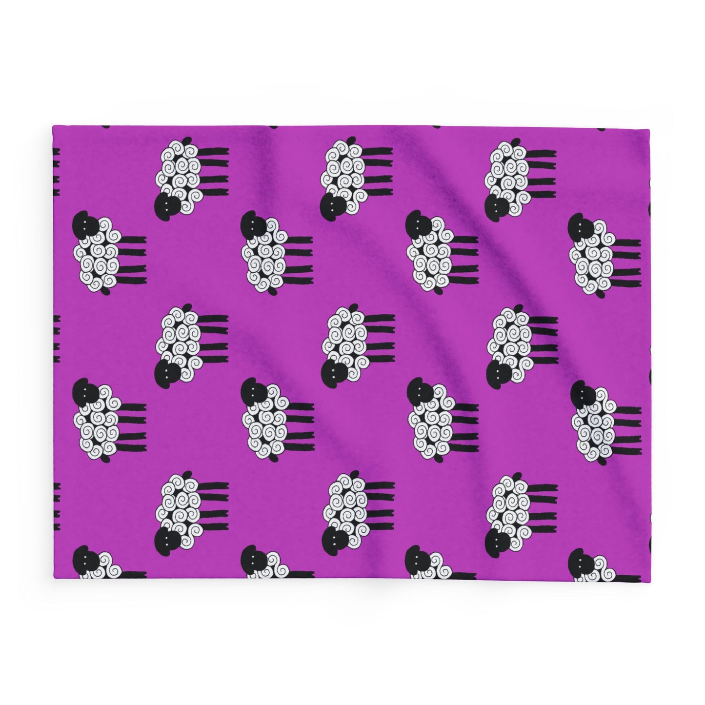 Blanket Fleece With Charming Sheep Design on Hot Pink Background, 2 Sizes, Blanket or Throw