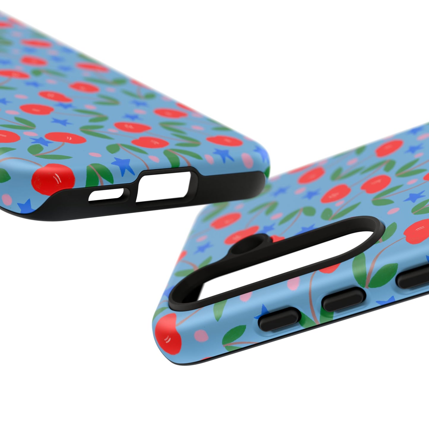 Phone Case, Cherries Design on Blue, Tough Phone Case