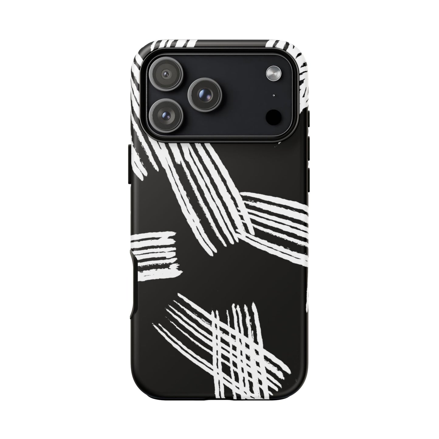 Phone Case, B & W Artistic Brush Strokes Design, Tough Phone Case