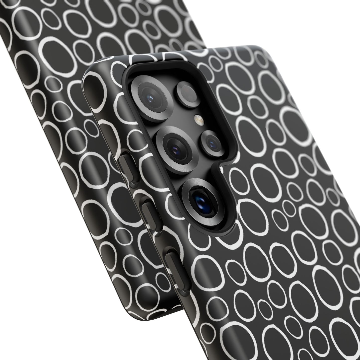 Phone Case, B & W Bubbly Circles Design, Tough Phone Case