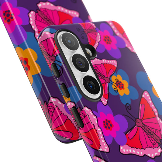 Phone Case, Pink Butterfly Design, Tough Phone Case
