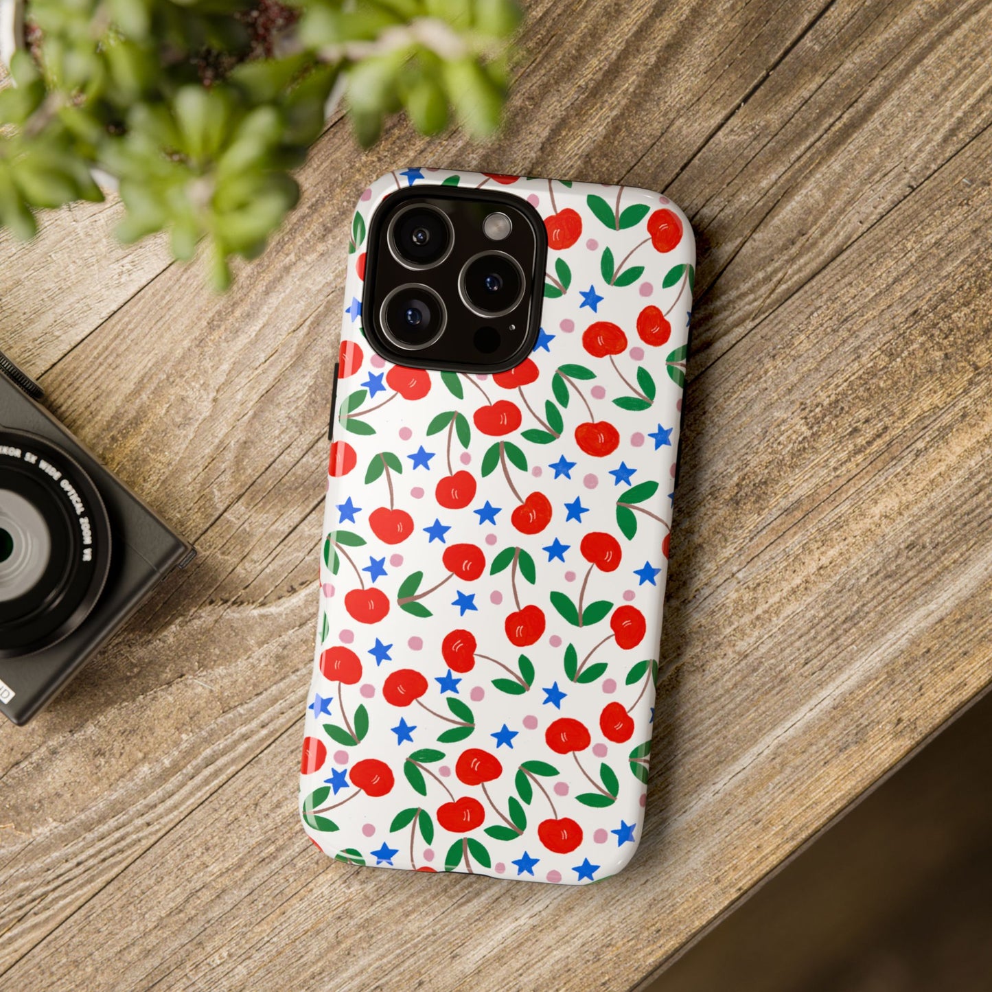 Phone Case, Cheerful Cherries Art Design, Tough Phone Case