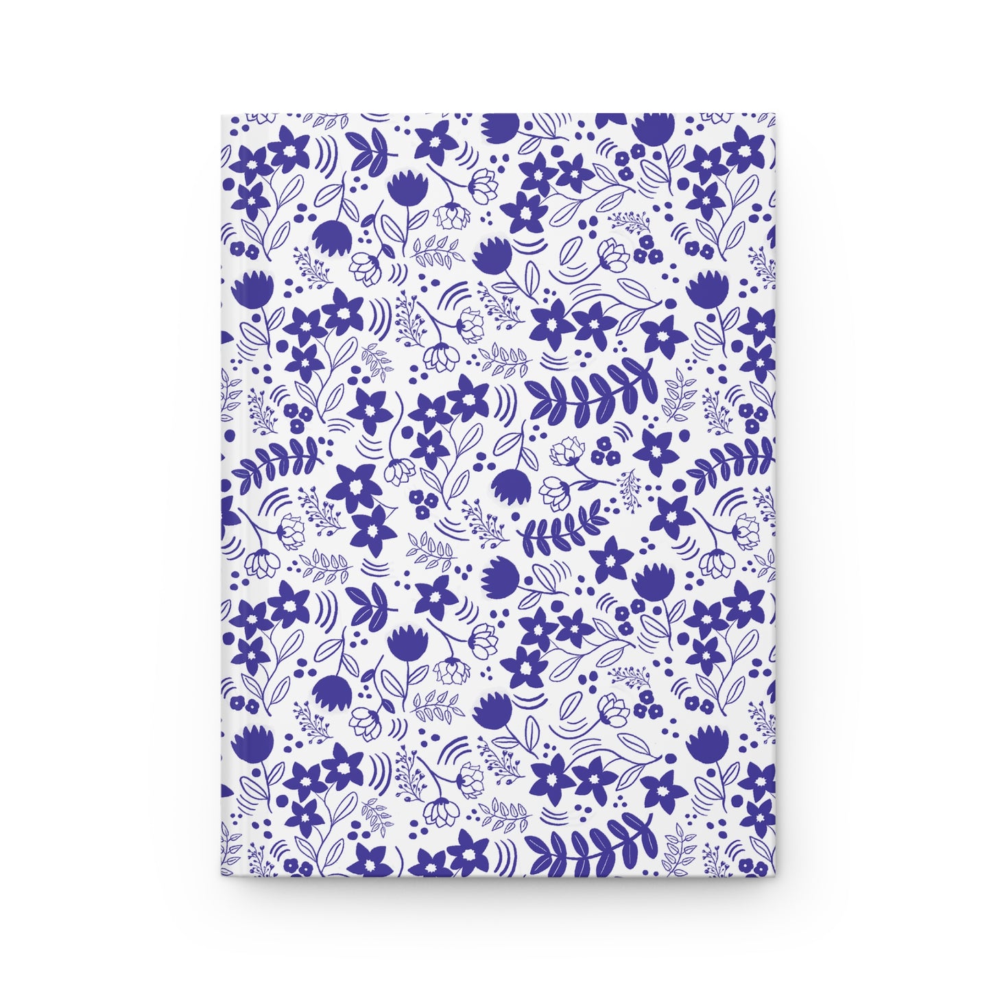 Journal, Hard Cover, Blue and White Floral Design