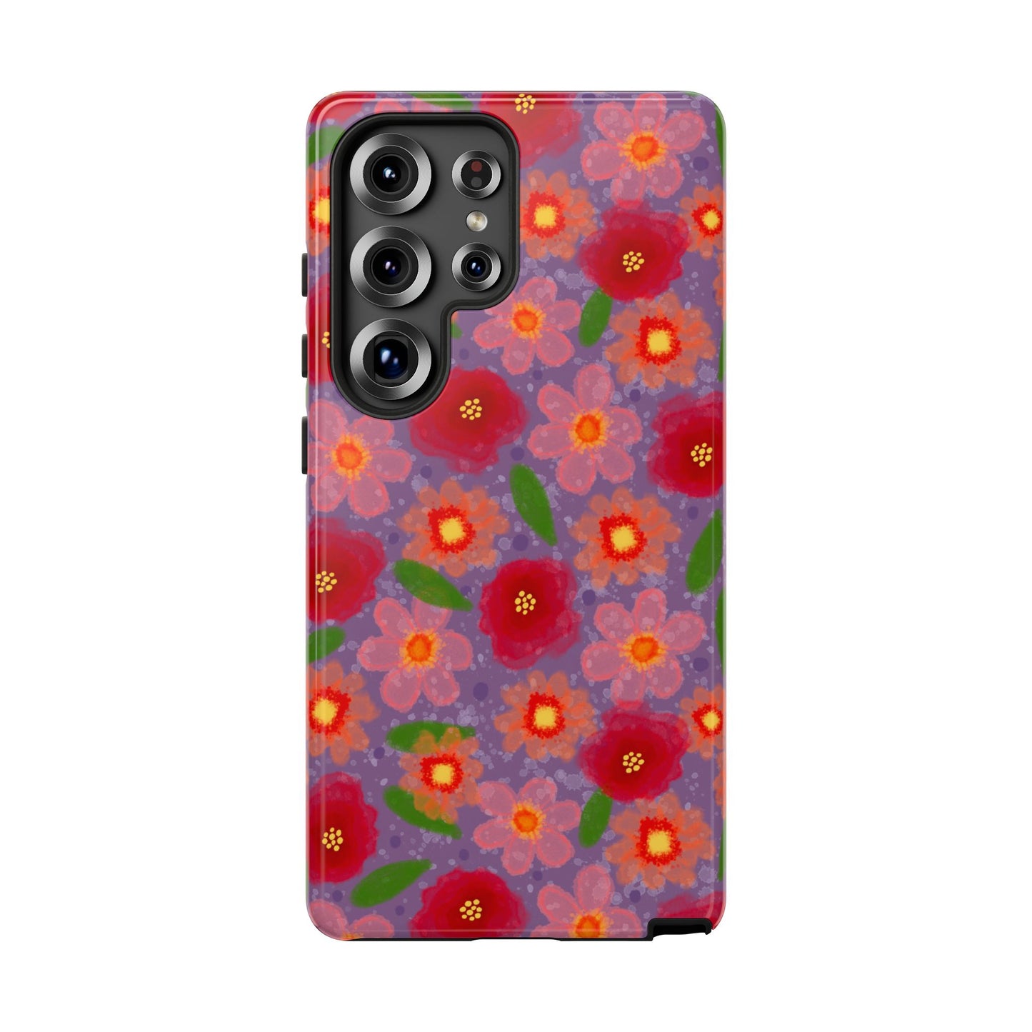 Phone Case, Vibrant Pinkish Floral Design, Tough Phone Case