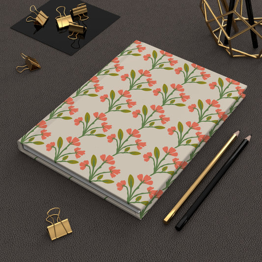 Journal, Hard Cover, Peachy Pink Floral Design