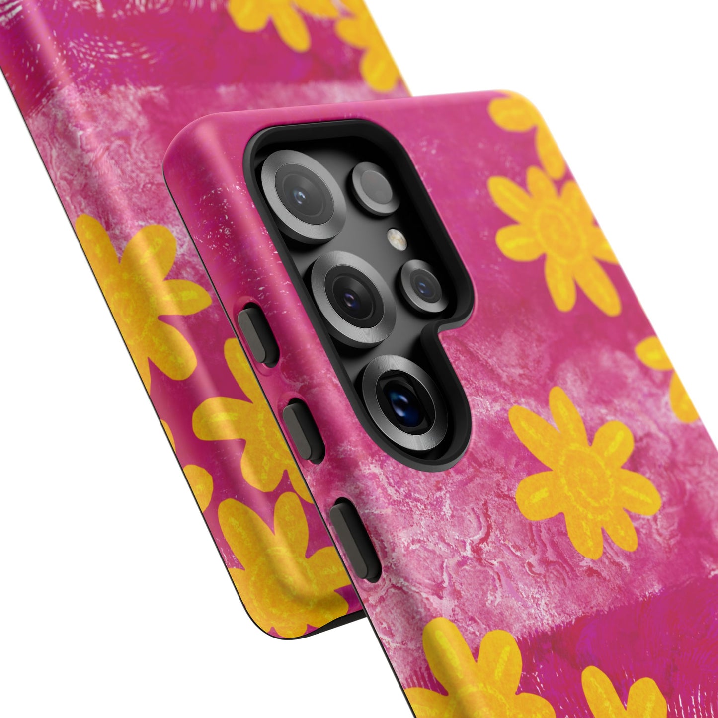Yellow Flowers on Raspberry Phone Case| Tough Case