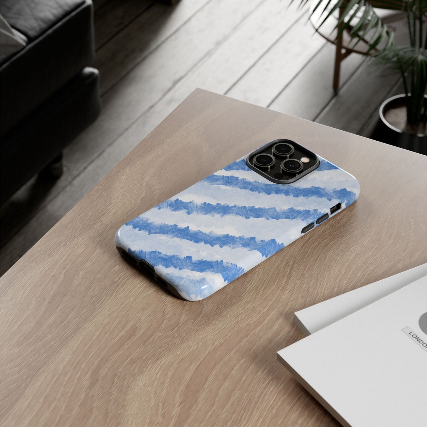 Chunky Blue Stripes Phone Case| Tough Case