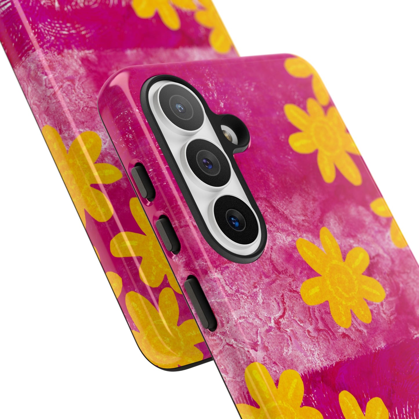 Yellow Flowers on Raspberry Phone Case| Tough Case