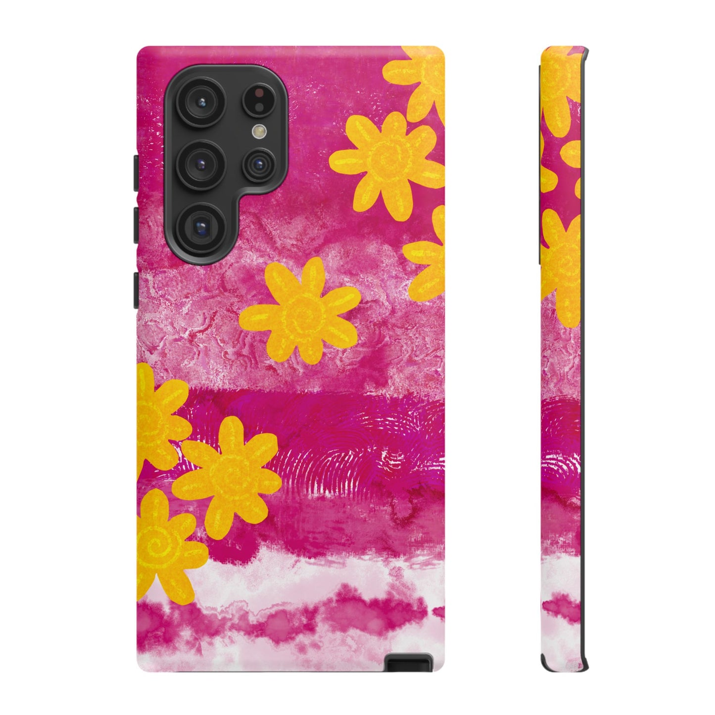 Yellow Flowers on Raspberry Phone Case| Tough Case
