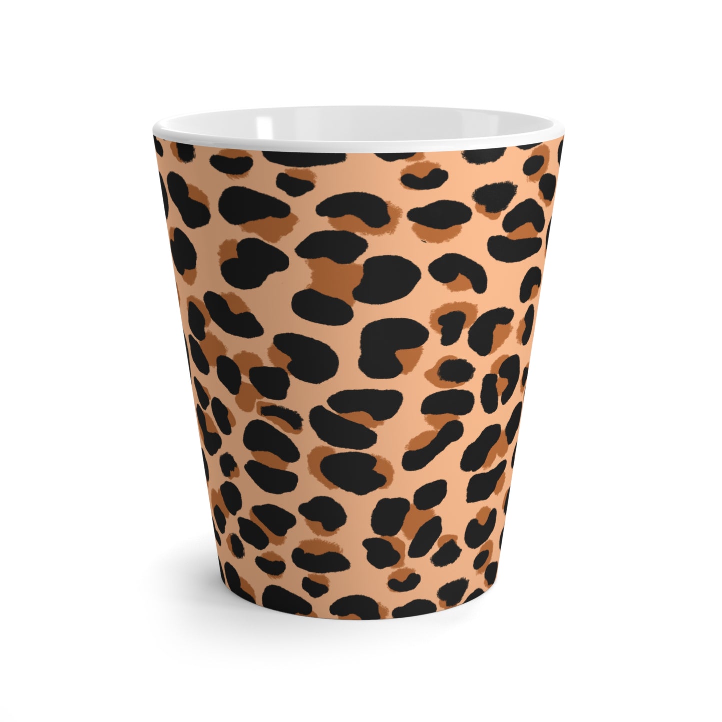 Mug, Tan Leopard Print Design, Latte Cup, 12 Ounce