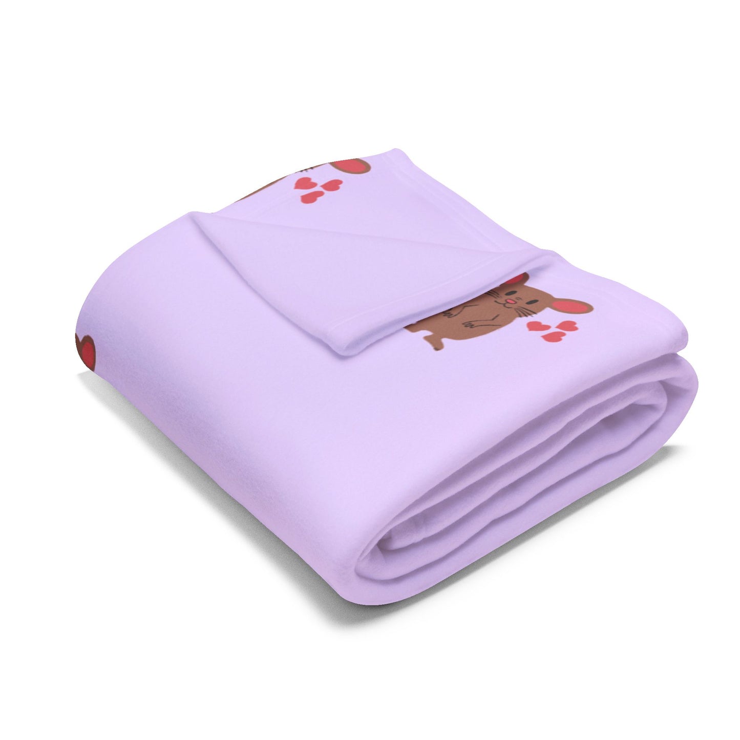 Blanket Fleece With Charming Mocha Mouse Design, 2 Sizes, Blanket or Throw