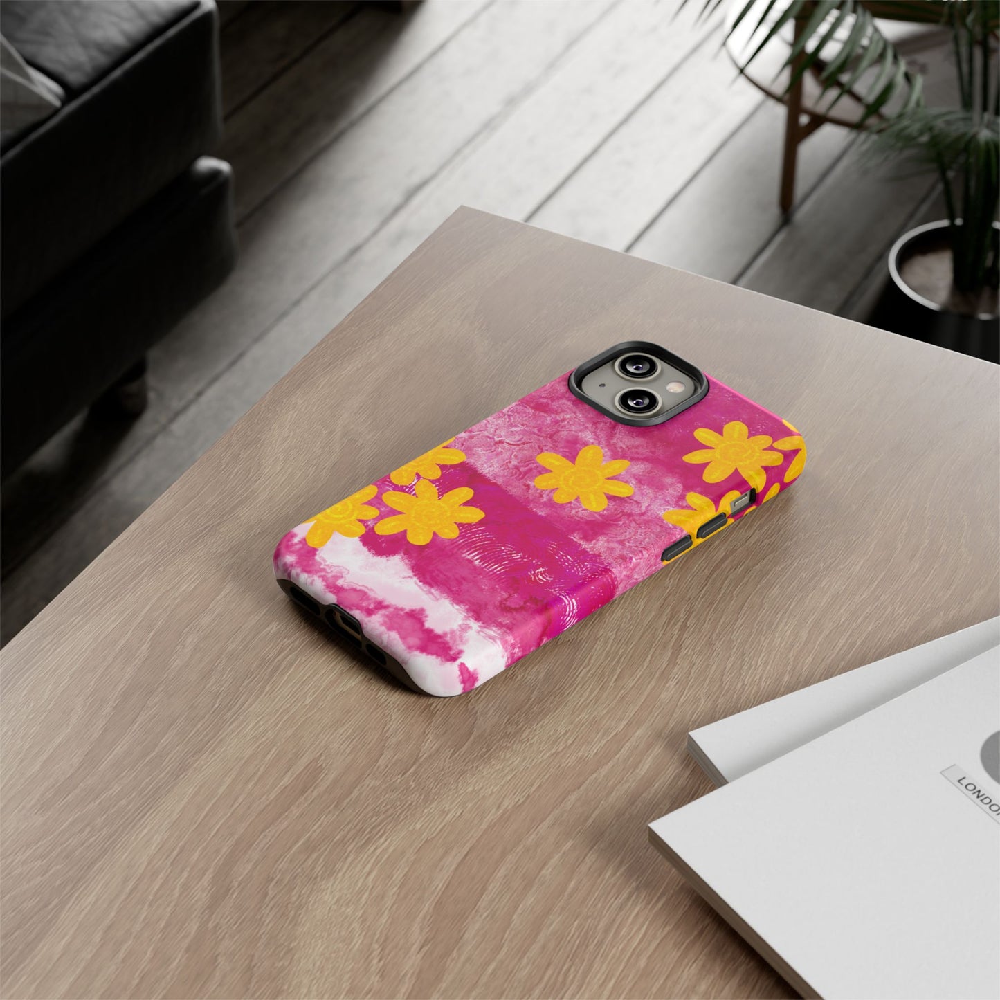 Yellow Flowers on Raspberry Phone Case| Tough Case