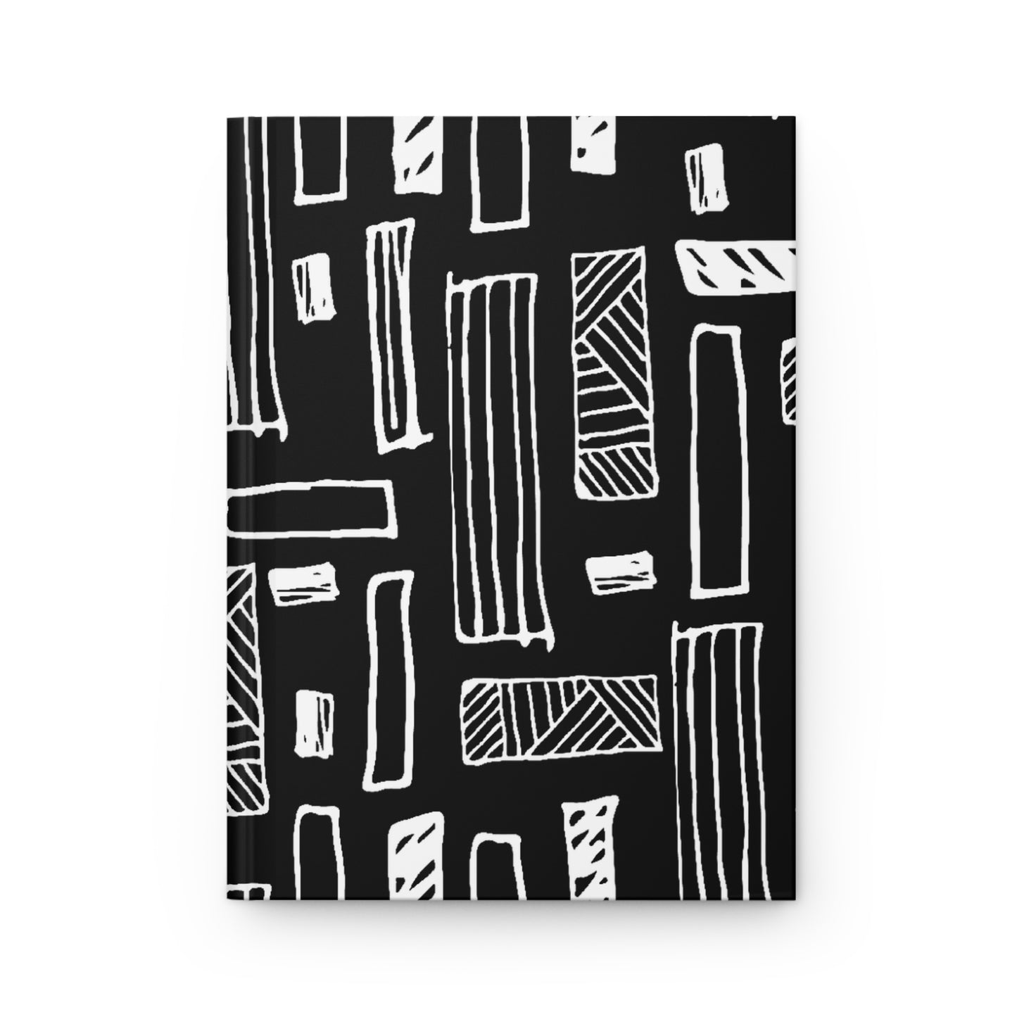 Journal, Hard Cover, Black and White Abstract Geometric Design