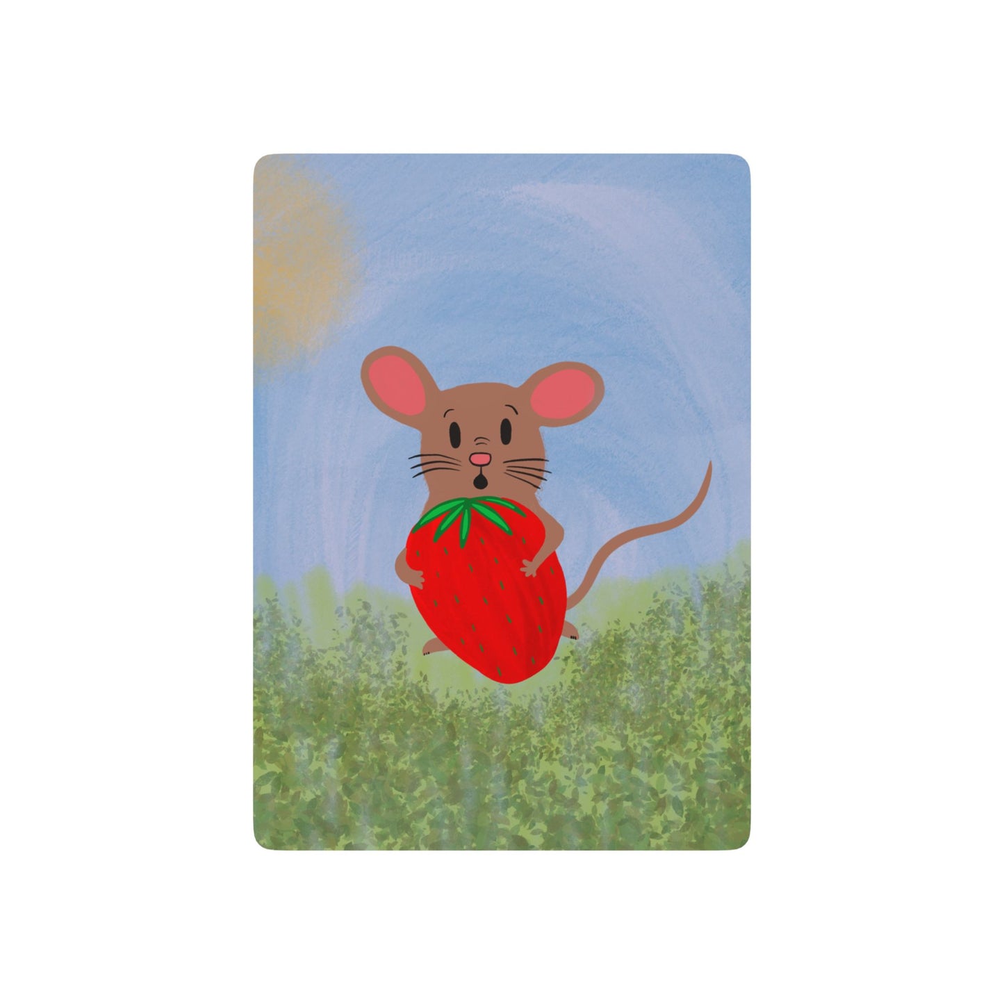 Playing Cards, Mocha Mouse Lifting Strawberry Design, 1 Deck of Standard Cards, Family Fun