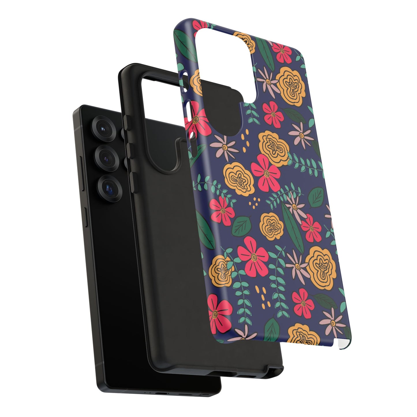 Phone Case, Blue Floral Design, Tough Phone Case