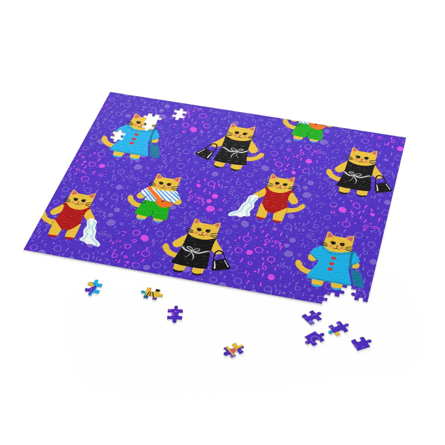Whimsical Cat Puzzle for Cat Lovers, Fun Gift for Kids & Adults, 120, 252, 500-Piece, Home Decor, Cat Themed Gift, Puzzle Night
