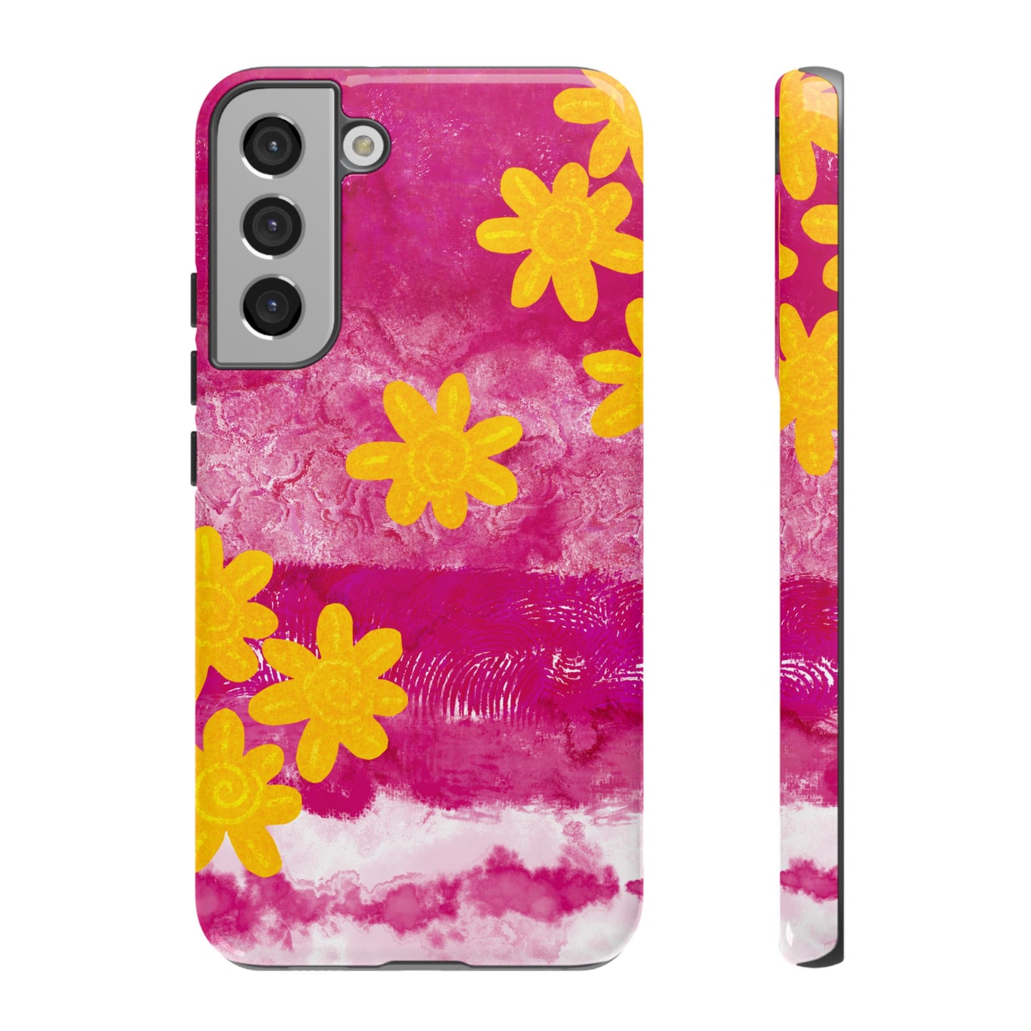 Yellow Flowers on Raspberry Phone Case| Tough Case