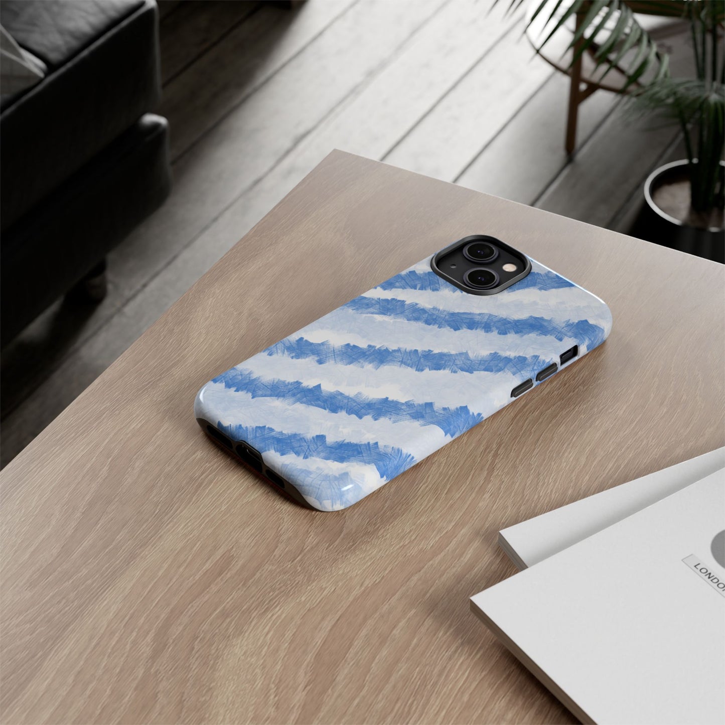 Chunky Blue Stripes Phone Case| Tough Case
