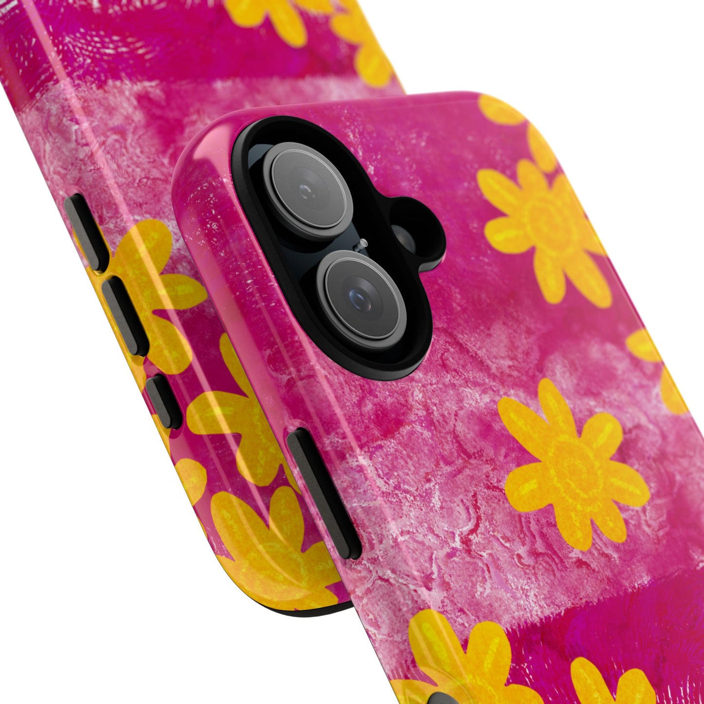 Yellow Flowers on Raspberry Phone Case| Tough Case