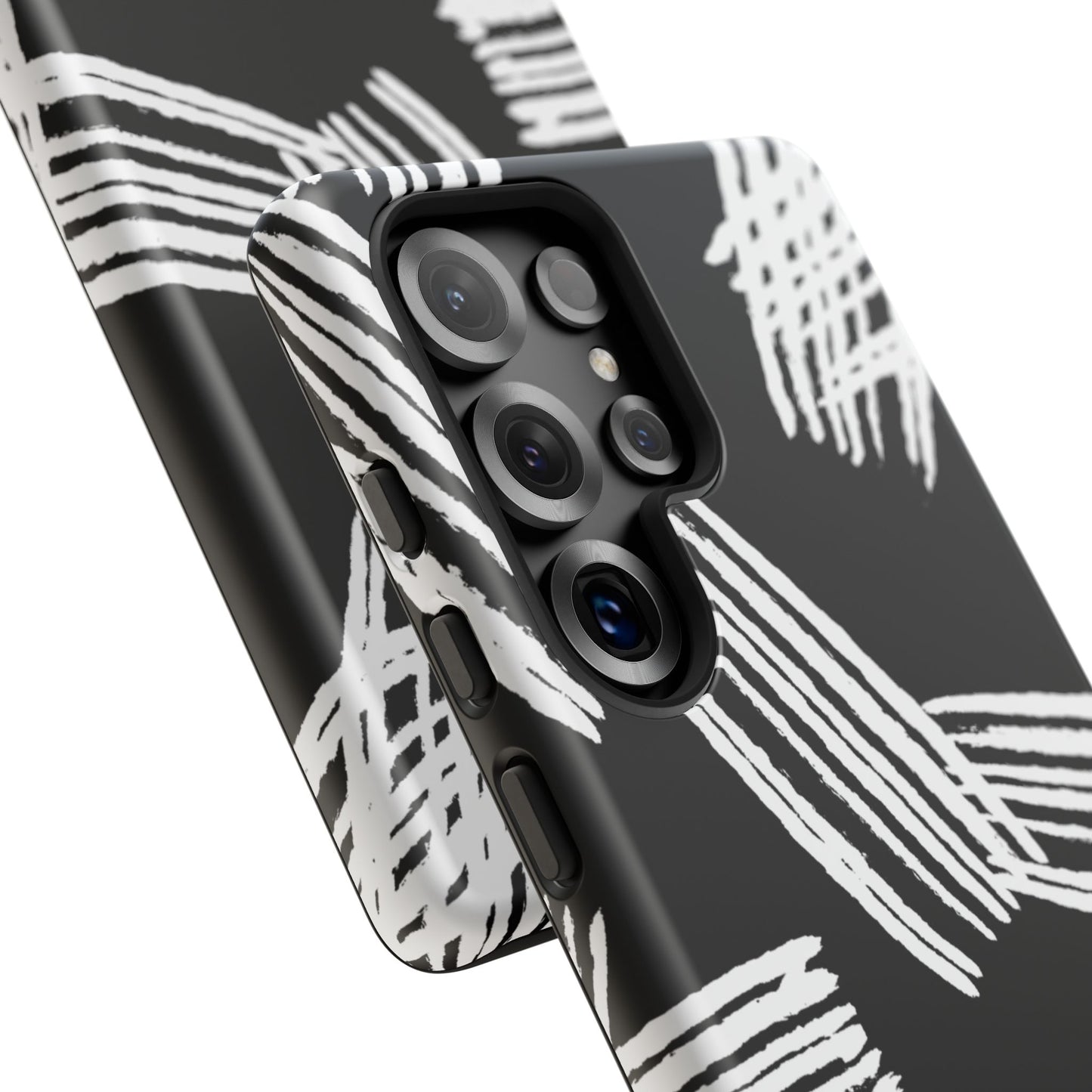 Phone Case, B & W Artistic Brush Strokes Design, Tough Phone Case