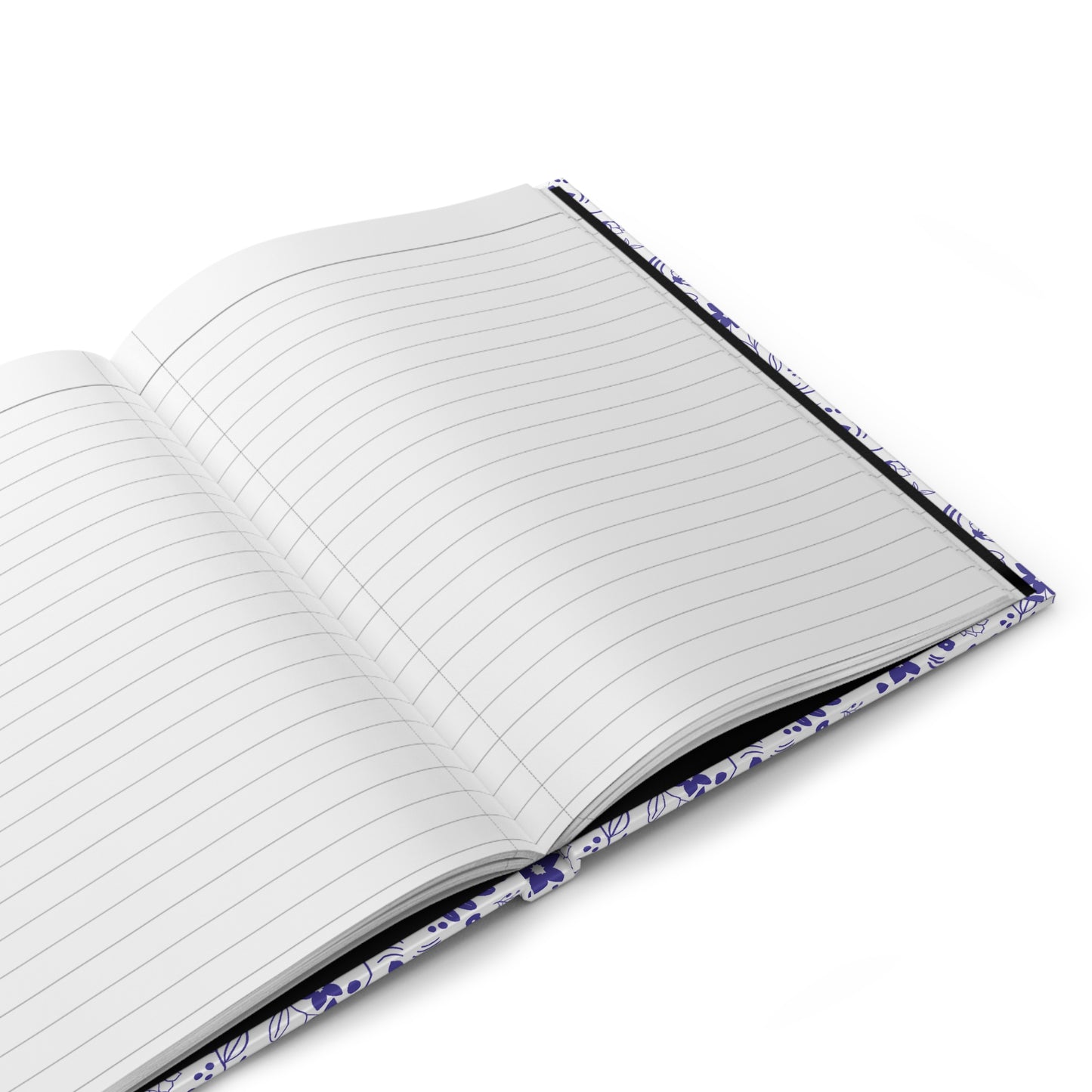 Journal, Hard Cover, Blue and White Floral Design