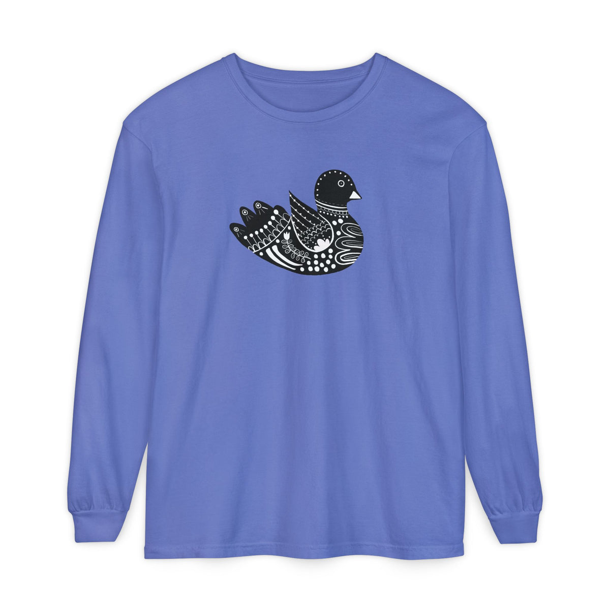 Folk Art Scandinavian Bird T Shirt, Long Sleeves