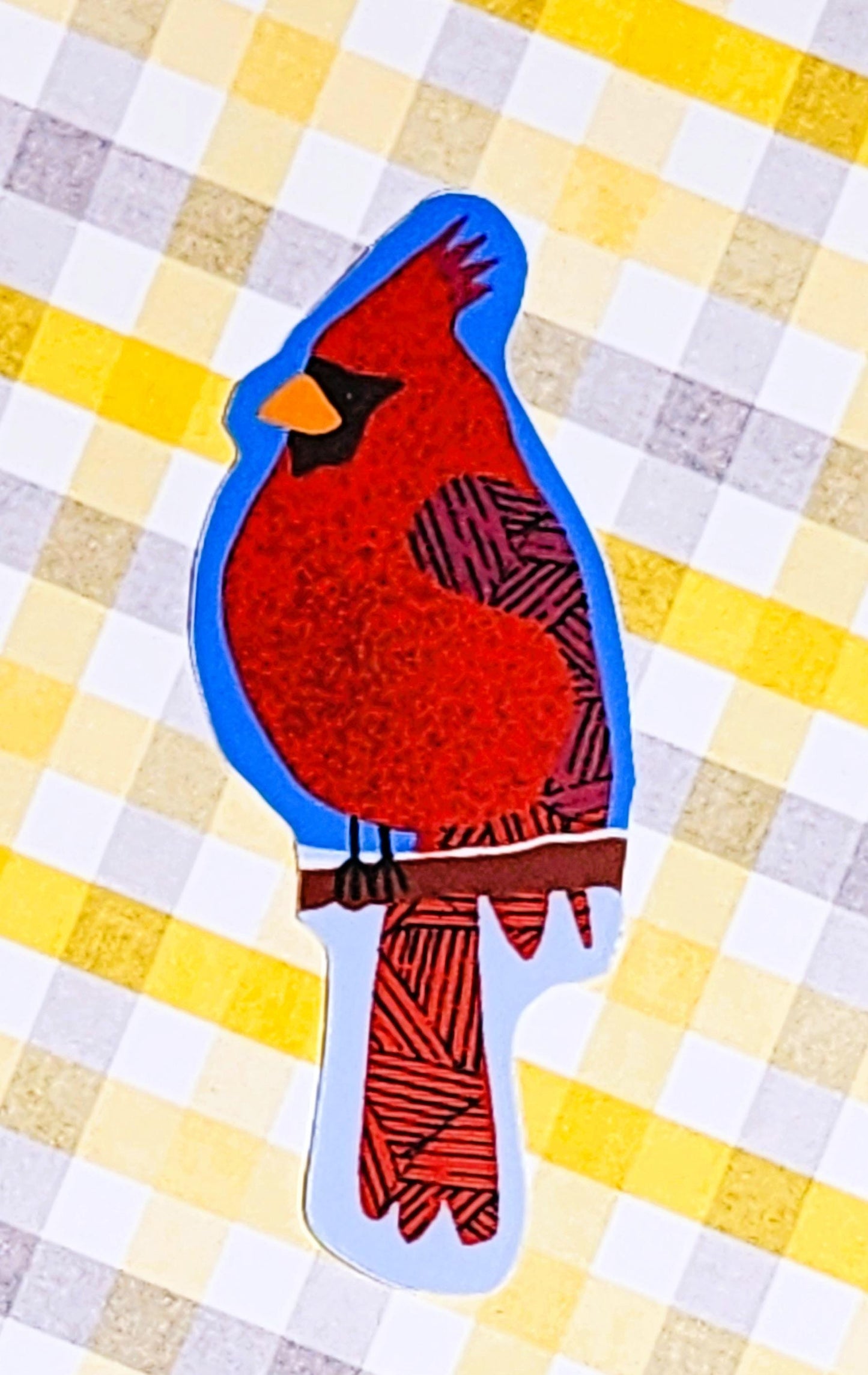 Sticker, Red Cardinal Bird Design, Vinyl, Die-Cut, 3 Inches