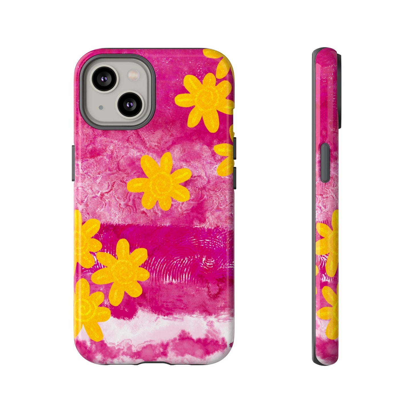 Yellow Flowers on Raspberry Phone Case| Tough Case