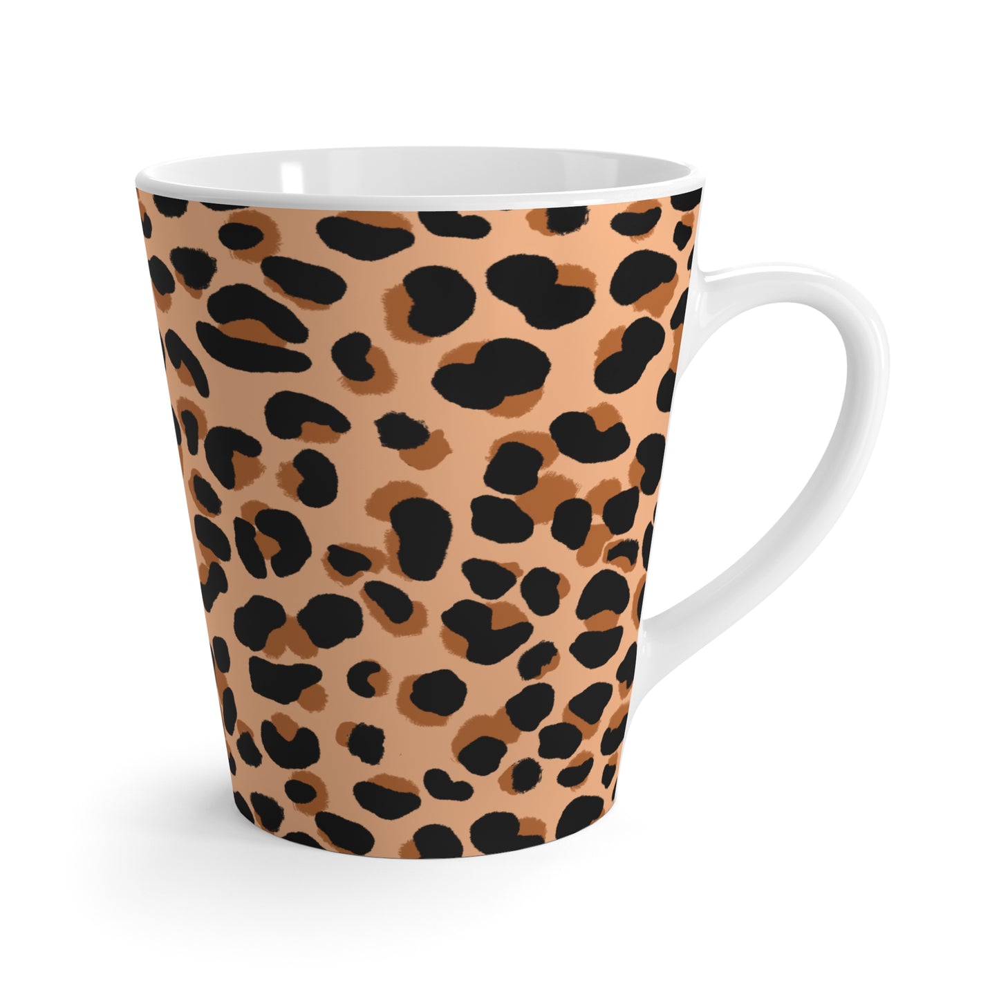 Mug, Tan Leopard Print Design, Latte Cup, 12 Ounce