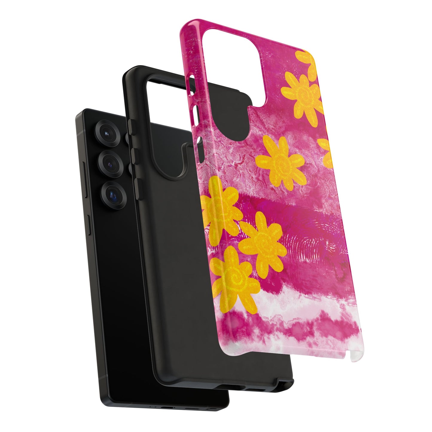 Yellow Flowers on Raspberry Phone Case| Tough Case