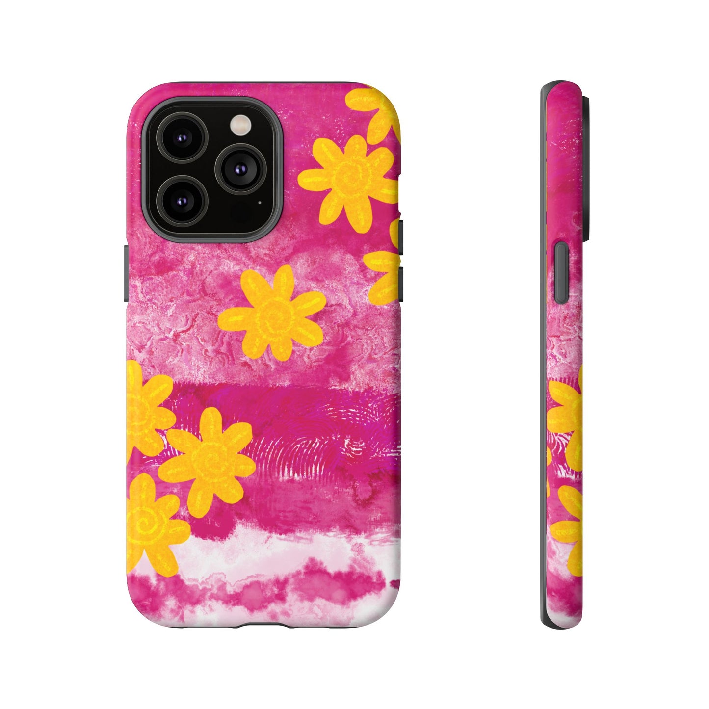 Yellow Flowers on Raspberry Phone Case| Tough Case