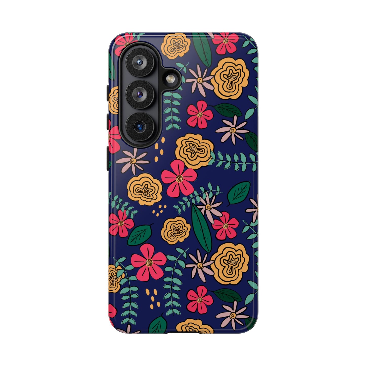 Phone Case, Blue Floral Design, Tough Phone Case