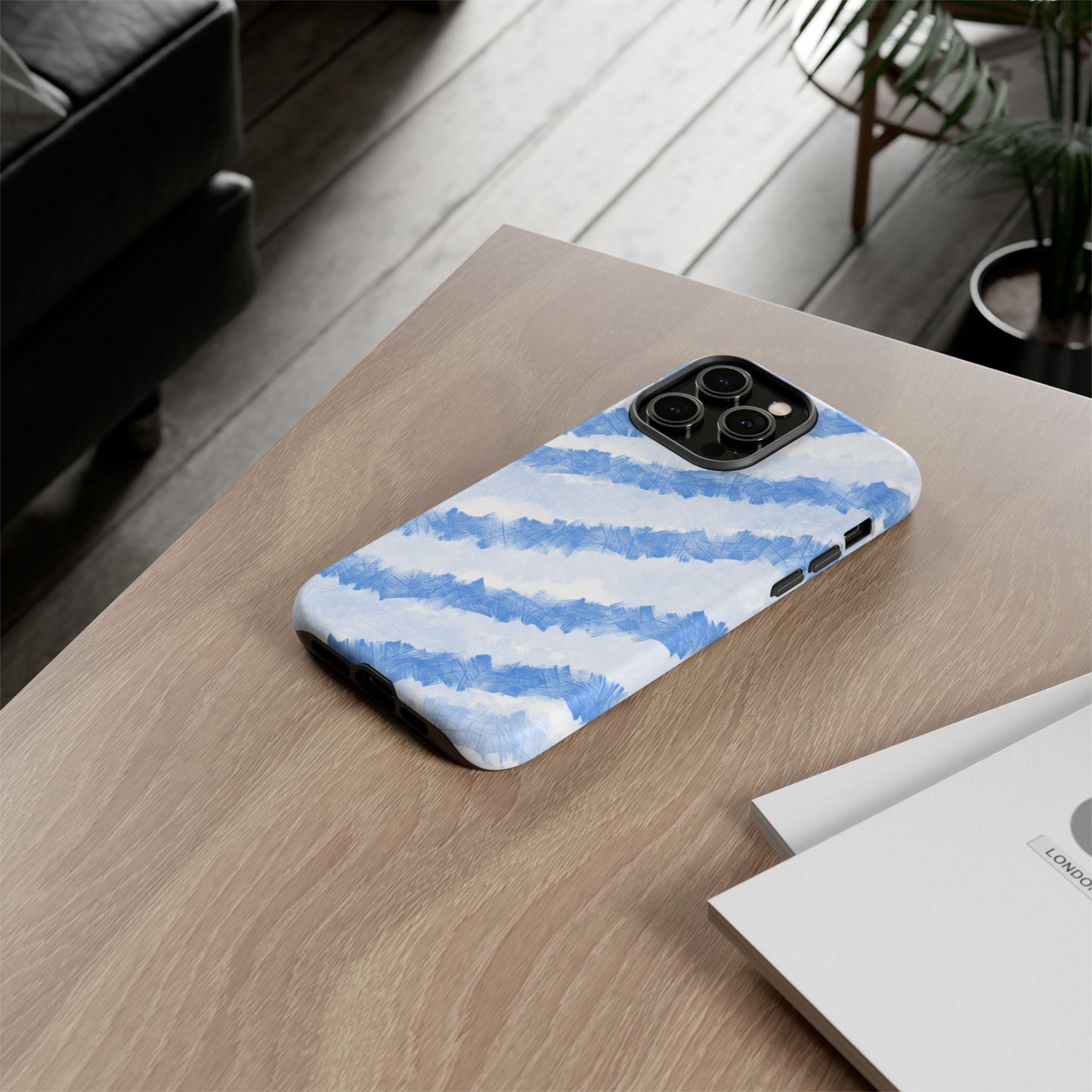 Chunky Blue Stripes Phone Case| Tough Case