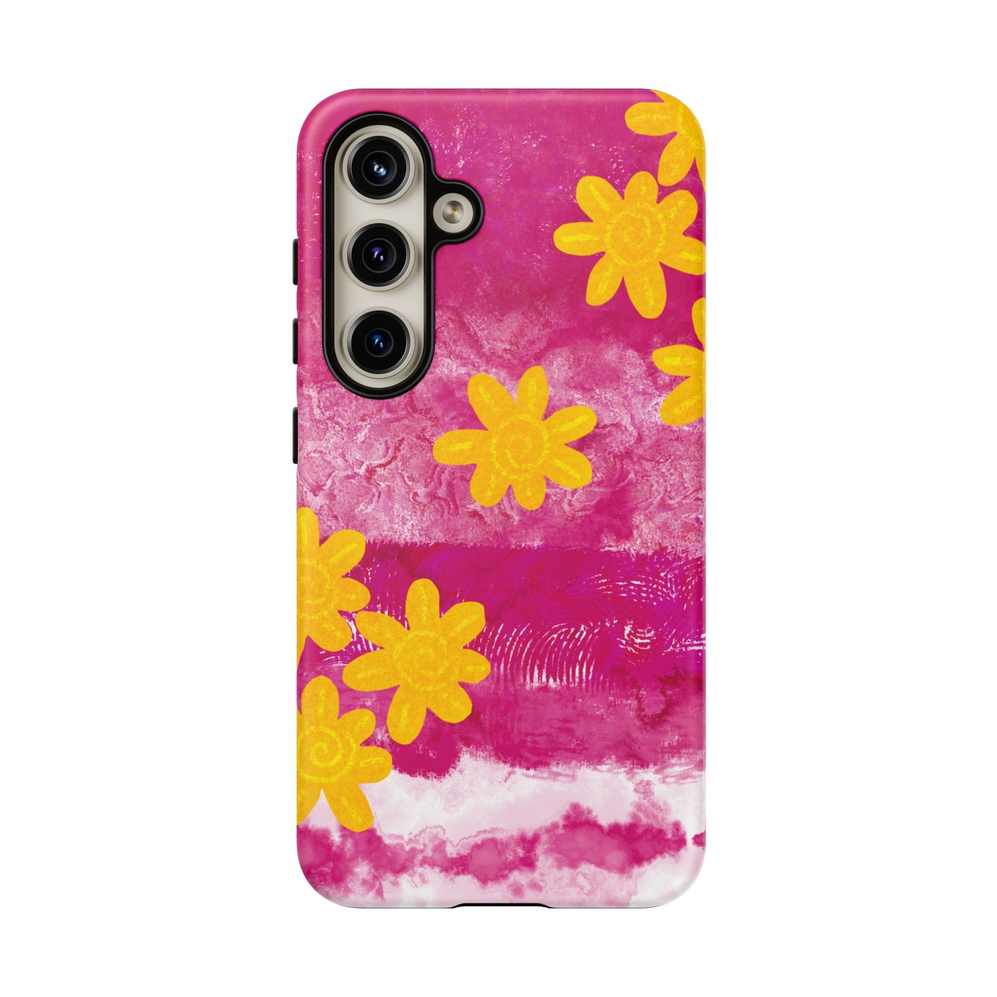 Yellow Flowers on Raspberry Phone Case| Tough Case