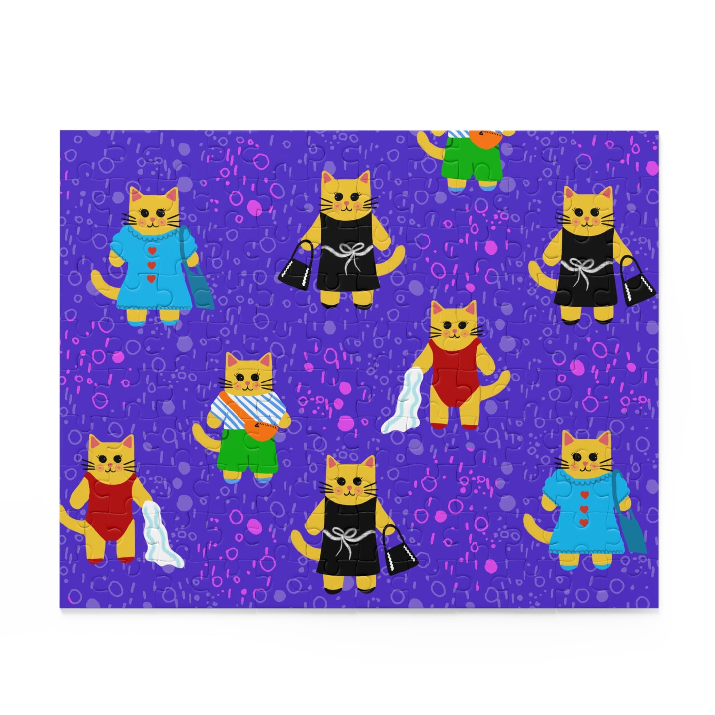 Whimsical Cat Puzzle for Cat Lovers, Fun Gift for Kids & Adults, 120, 252, 500-Piece, Home Decor, Cat Themed Gift, Puzzle Night
