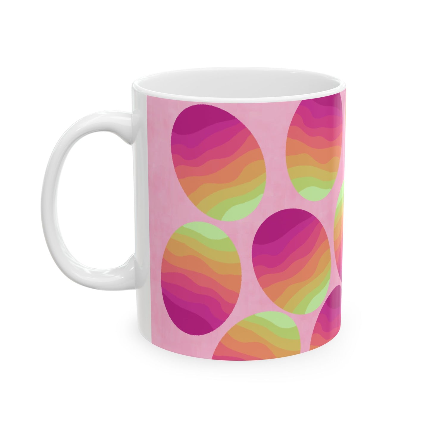 Mug, Colorful Easter Egg Springtime Design, Two Size Choices, 11 Ounce or 15 Ounce
