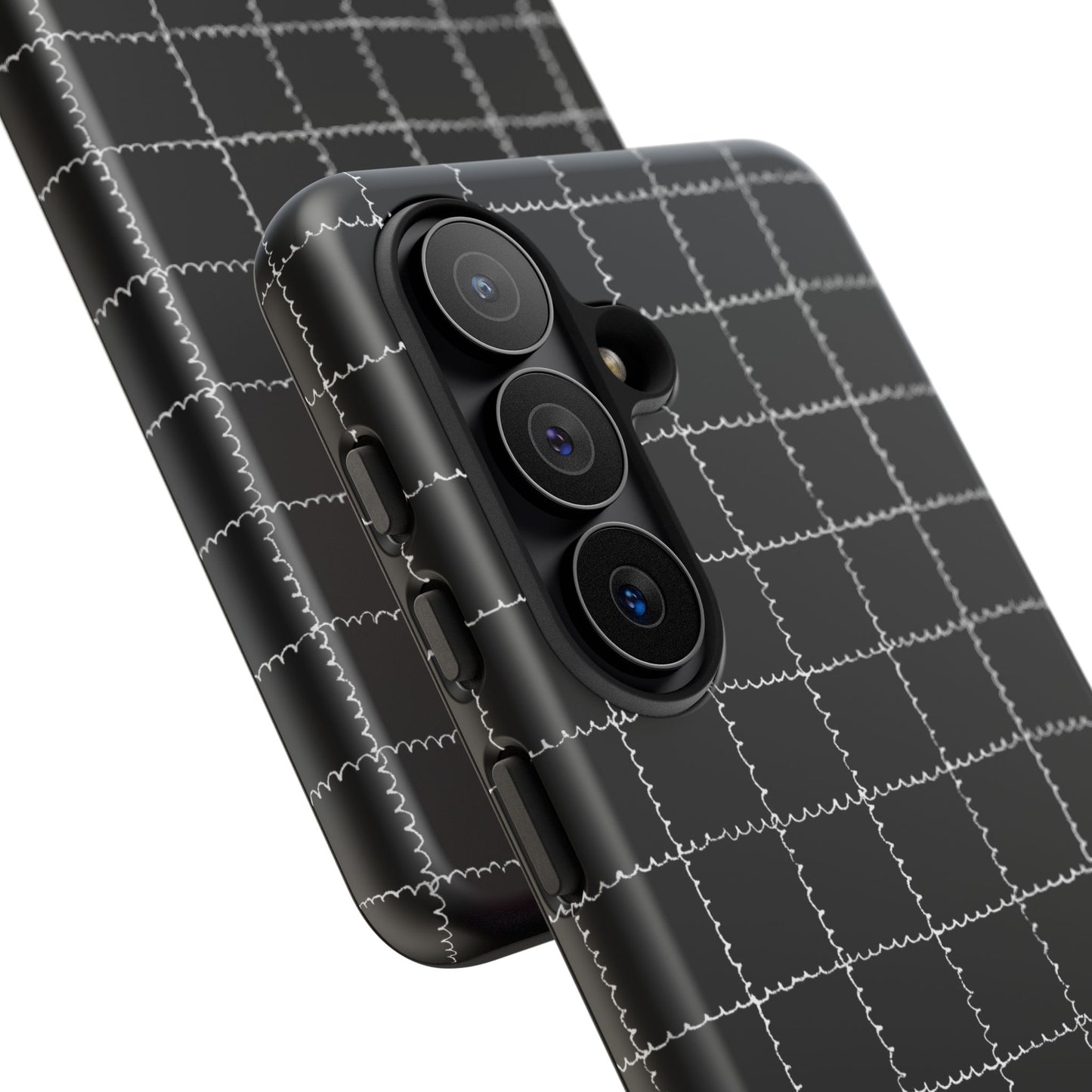 Phone Case, B & W Squiggly Squares Artistic Design, Tough Phone Case