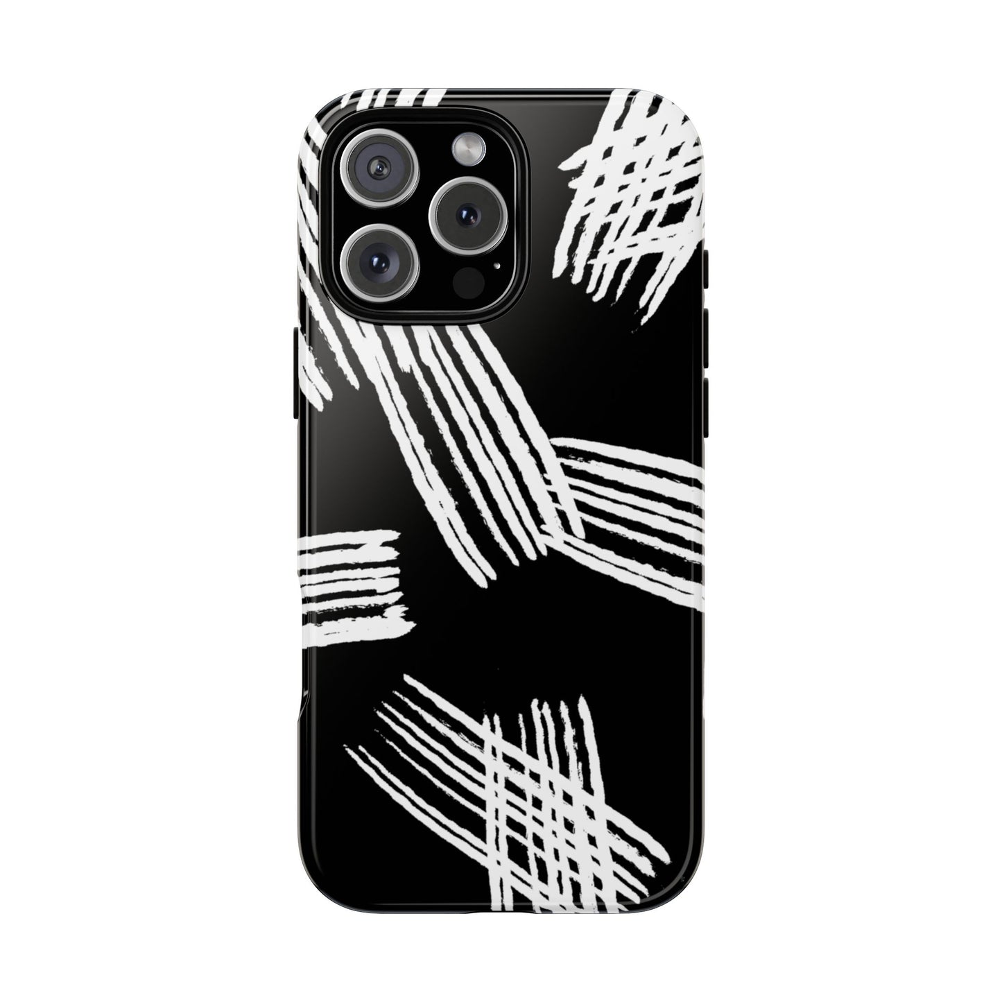 Phone Case, B & W Artistic Brush Strokes Design, Tough Phone Case