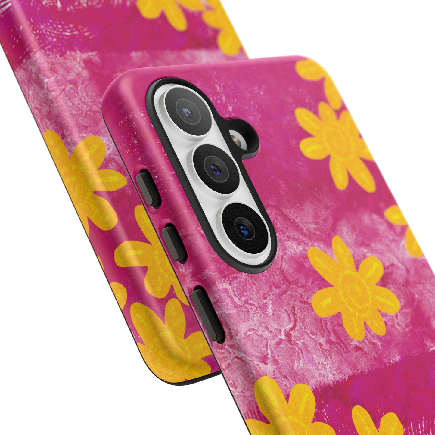 Yellow Flowers on Raspberry Phone Case| Tough Case