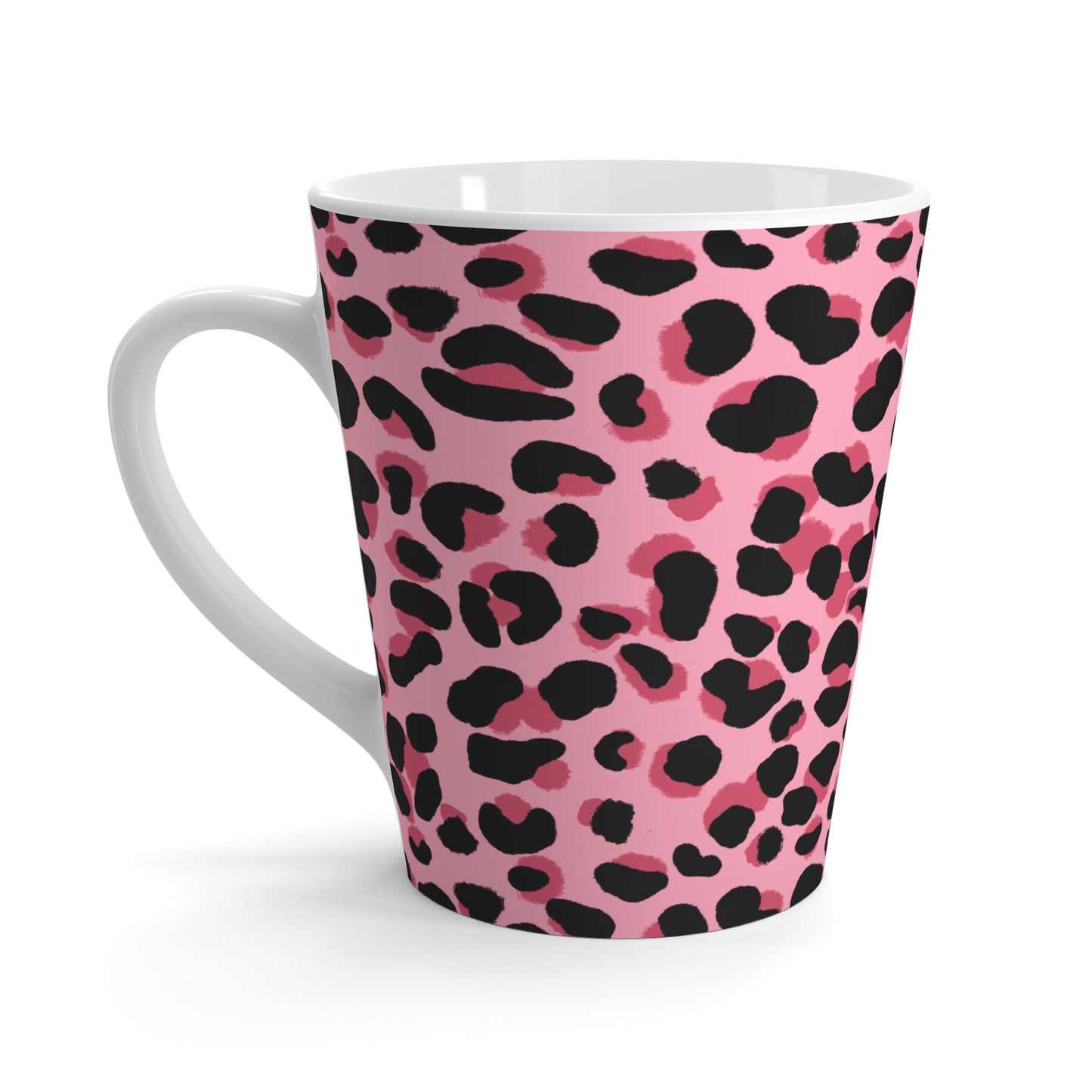 Mug, Pink Leopard Design, Latte Cup, 12 Ounce