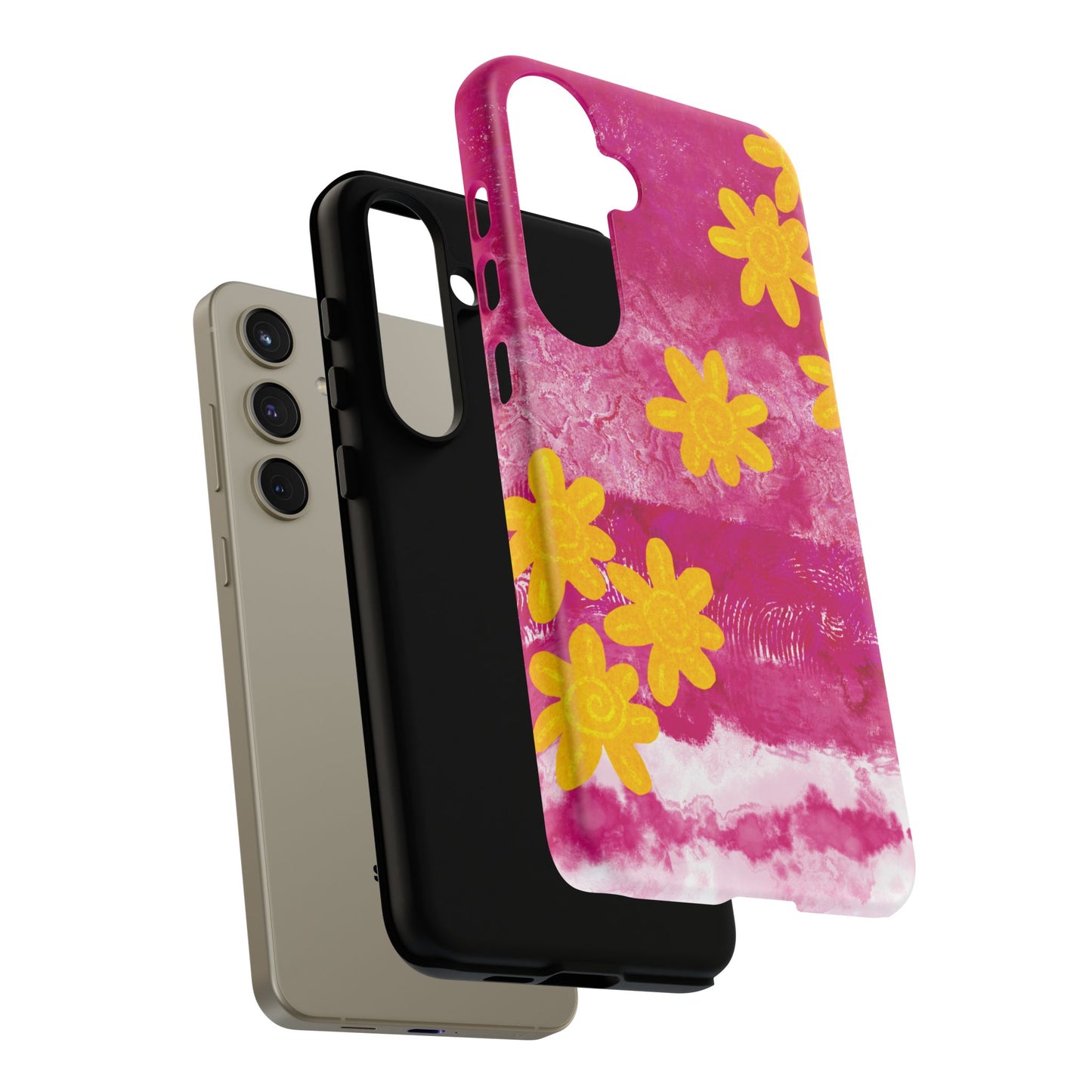 Yellow Flowers on Raspberry Phone Case| Tough Case