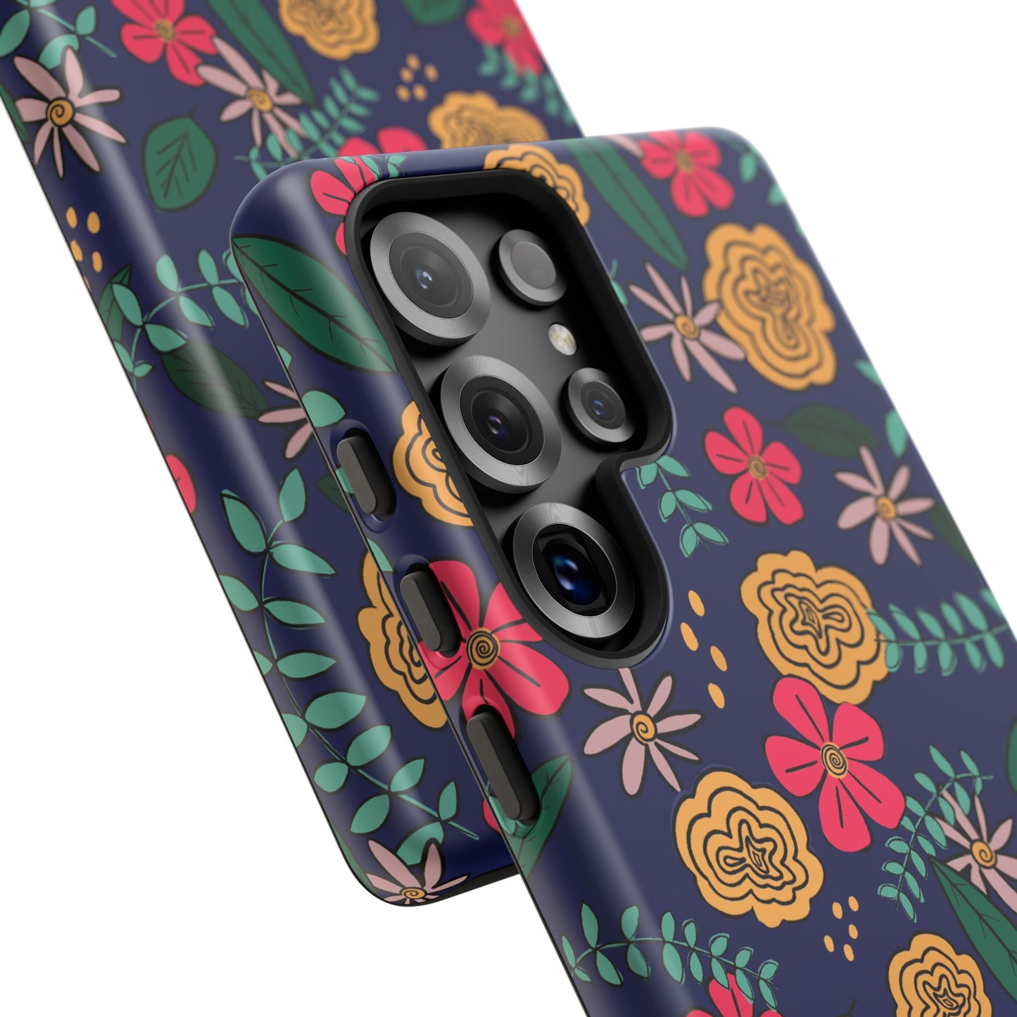 Phone Case, Blue Floral Design, Tough Phone Case
