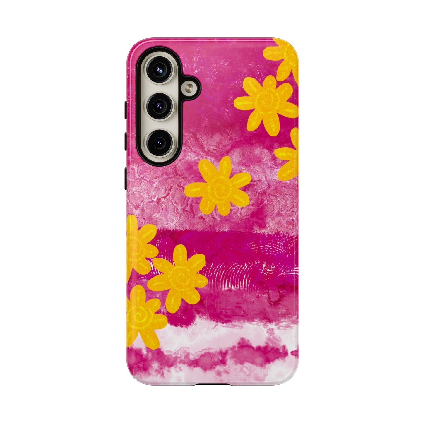 Yellow Flowers on Raspberry Phone Case| Tough Case