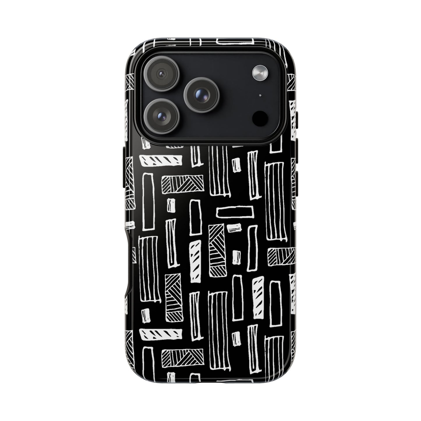 Phone Case, B & W Geometric Artistic Design, Tough Phone Case