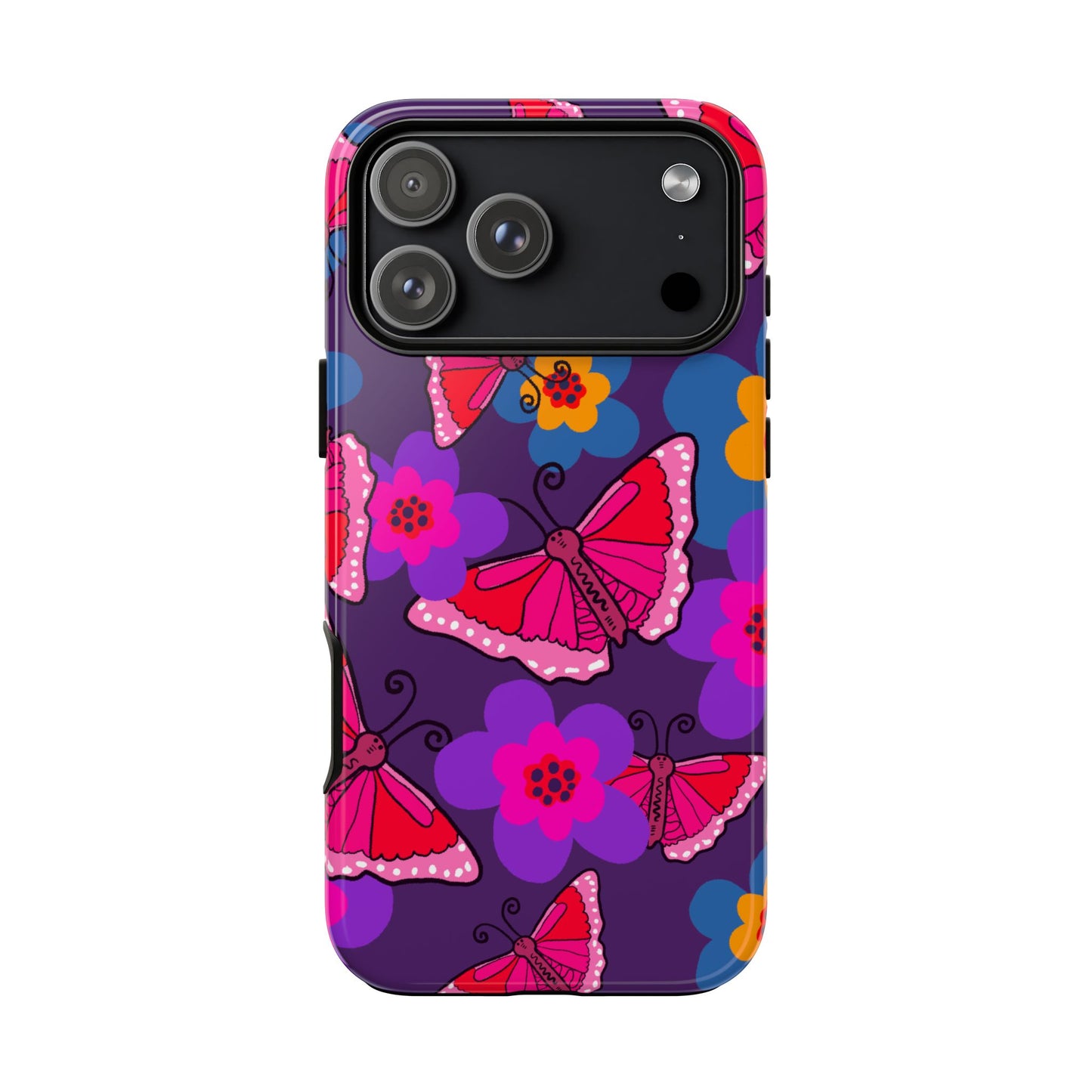 Phone Case, Pink Butterfly Design, Tough Phone Case